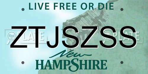 ZTJSZSS New Hampshire License Plate