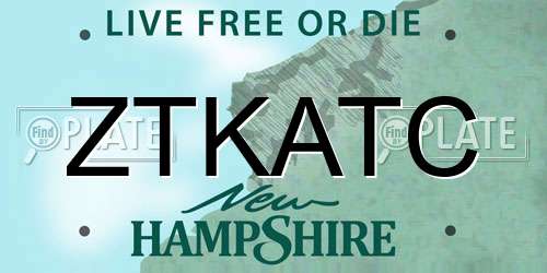 ZTKATC New Hampshire License Plate