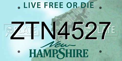 ZTN4527 New Hampshire License Plate