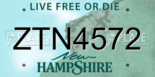 ZTN4572 New Hampshire License Plate