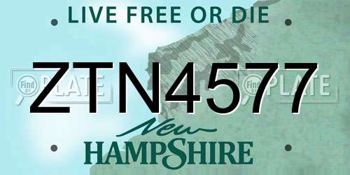 ZTN4577 New Hampshire License Plate