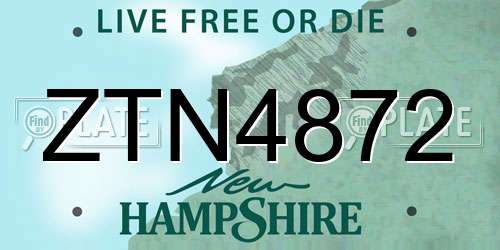 ZTN4872 New Hampshire License Plate