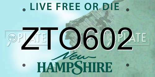 ZTO602 New Hampshire License Plate