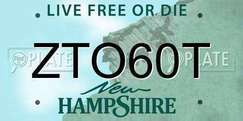 ZTO60T New Hampshire License Plate