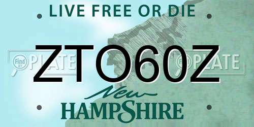 ZTO60Z New Hampshire License Plate