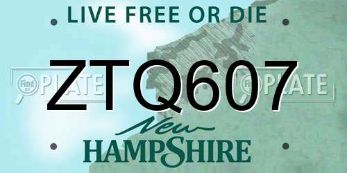 ZTQ607 New Hampshire License Plate