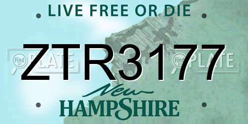 ZTR3177 New Hampshire License Plate