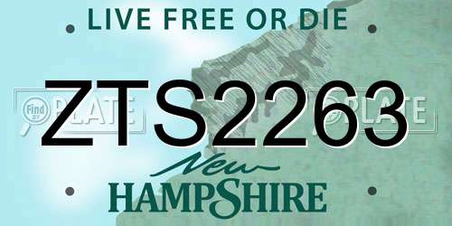 ZTS2263 New Hampshire License Plate
