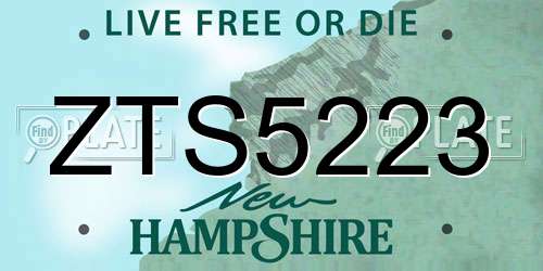 ZTS5223 New Hampshire License Plate
