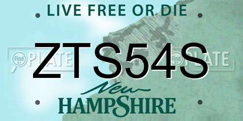 ZTS54S New Hampshire License Plate
