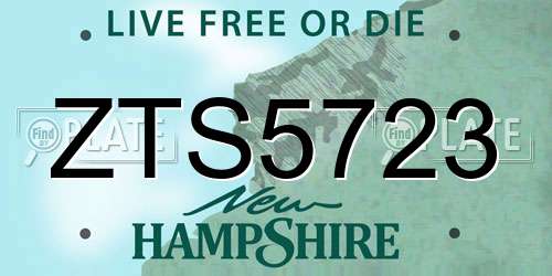 ZTS5723 New Hampshire License Plate