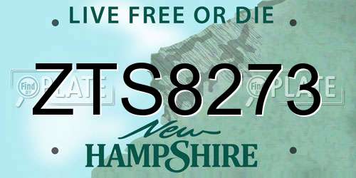 ZTS8273 New Hampshire License Plate