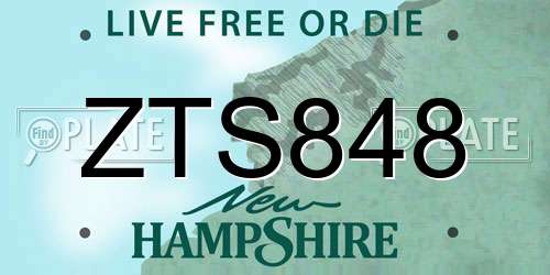 ZTS848 New Hampshire License Plate