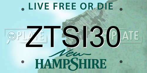 ZTSI30 New Hampshire License Plate