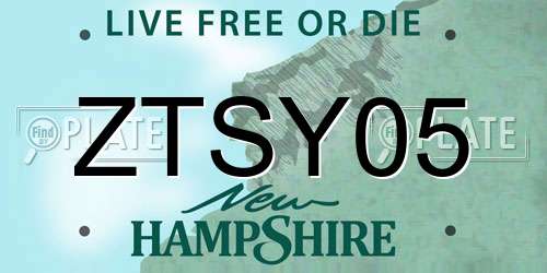 ZTSY05 New Hampshire License Plate