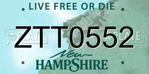 ZTT0552 New Hampshire License Plate