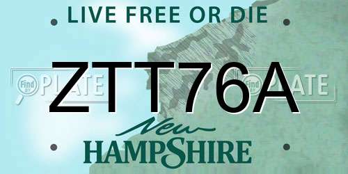 ZTT76A New Hampshire License Plate