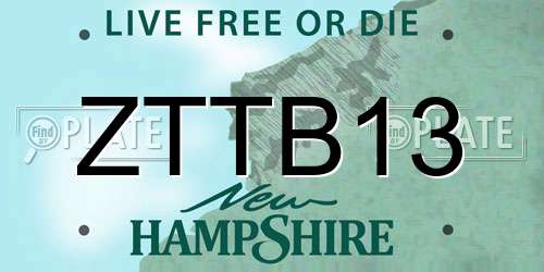 ZTTB13 New Hampshire License Plate