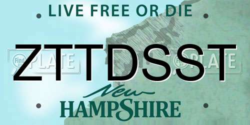 ZTTDSST New Hampshire License Plate