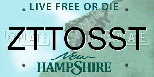 ZTTOSST New Hampshire License Plate