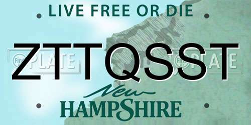 ZTTQSST New Hampshire License Plate