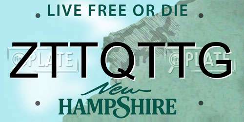 ZTTQTTG New Hampshire License Plate