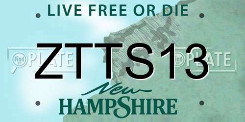 ZTTS13 New Hampshire License Plate