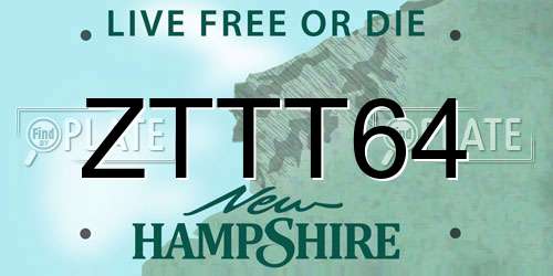 ZTTT64 New Hampshire License Plate