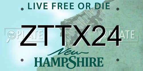 ZTTX24 New Hampshire License Plate