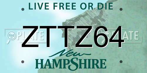 ZTTZ64 New Hampshire License Plate
