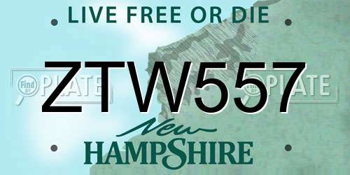 ZTW557 New Hampshire License Plate