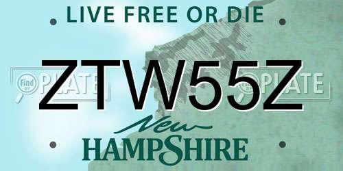 ZTW55Z New Hampshire License Plate