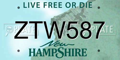 ZTW587 New Hampshire License Plate