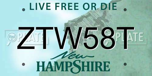 ZTW58T New Hampshire License Plate