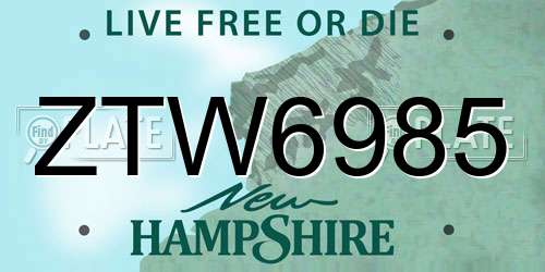 ZTW6985 New Hampshire License Plate