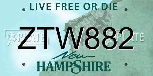 ZTW882 New Hampshire License Plate