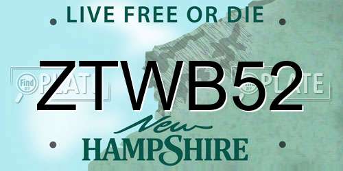 ZTWB52 New Hampshire License Plate