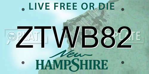 ZTWB82 New Hampshire License Plate