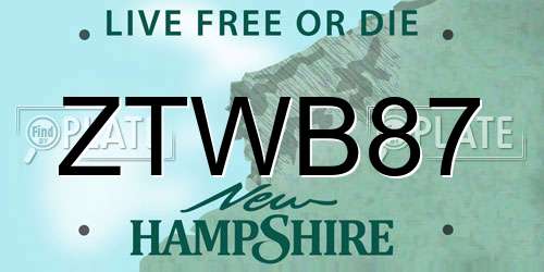 ZTWB87 New Hampshire License Plate
