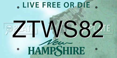 ZTWS82 New Hampshire License Plate