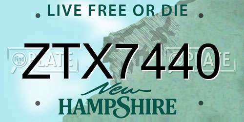 ZTX7440 New Hampshire License Plate