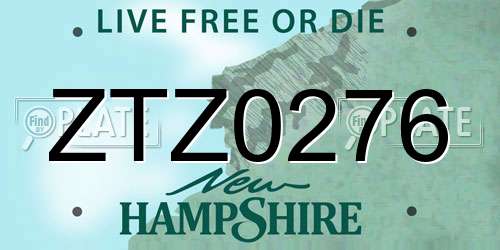 ZTZ0276 New Hampshire License Plate