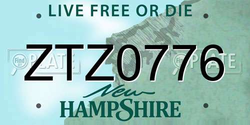 ZTZ0776 New Hampshire License Plate