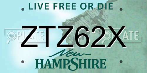 ZTZ62X New Hampshire License Plate