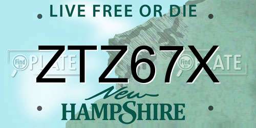 ZTZ67X New Hampshire License Plate