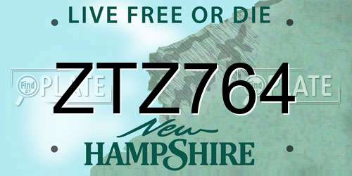 ZTZ764 New Hampshire License Plate