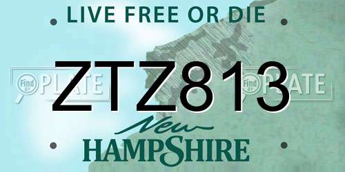 ZTZ813 New Hampshire License Plate