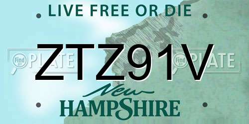 ZTZ91V New Hampshire License Plate