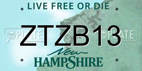 ZTZB13 New Hampshire License Plate