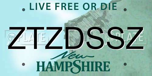 ZTZDSSZ New Hampshire License Plate